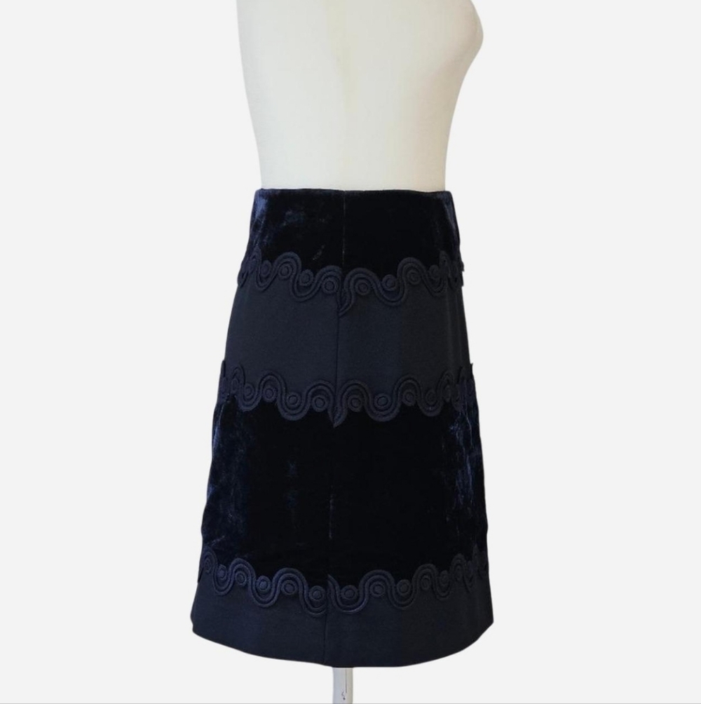 SANDRO Women's Size 1 Or Small Navy Blue Velvet Braided Mini Skirt - Picture 4 of 8